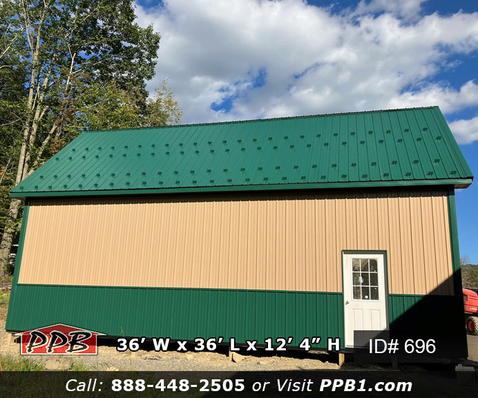 Two-Tone Gambrel Building with Tan and Ivy