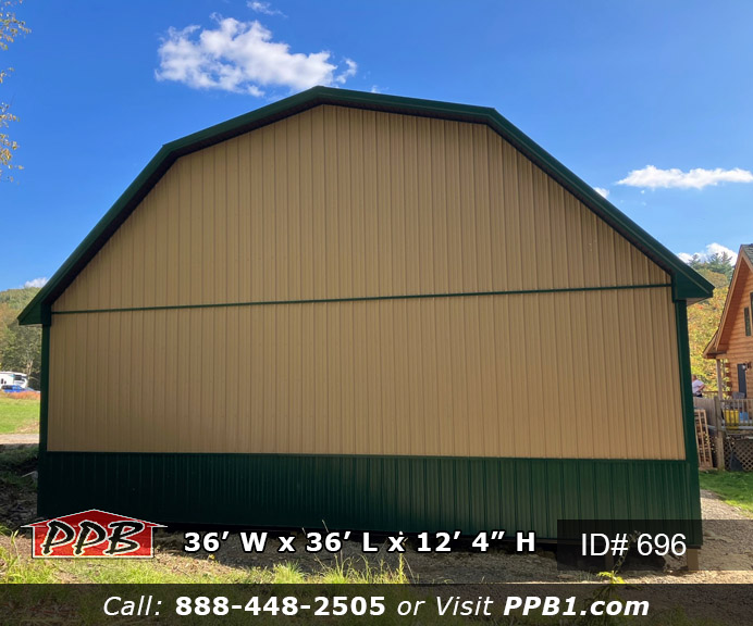 Two-Tone Gambrel Building with Tan and Ivy