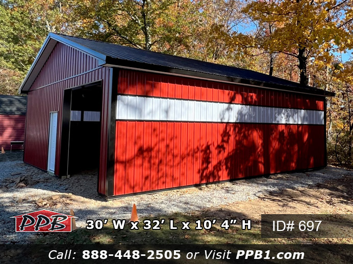 697 Red Garage with Sidelights