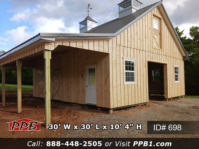 698 Board & Batten Building with Lean-To & Attic