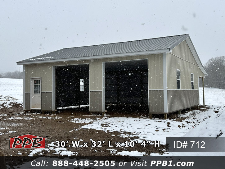 712 - 30x32x10 Two-Tone Garage with Side Porch