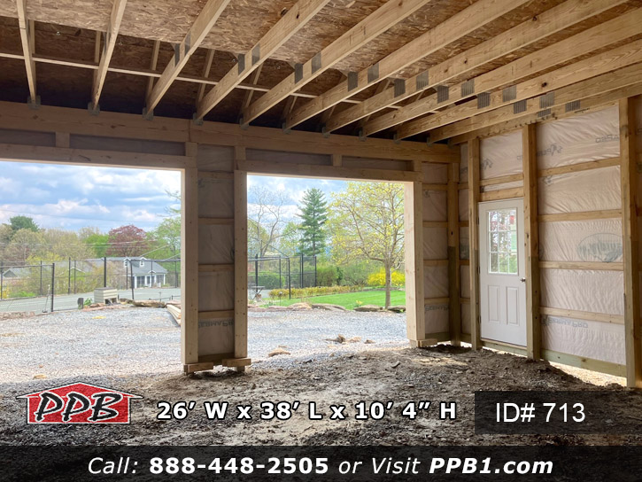 Inside Building looking out garage doors