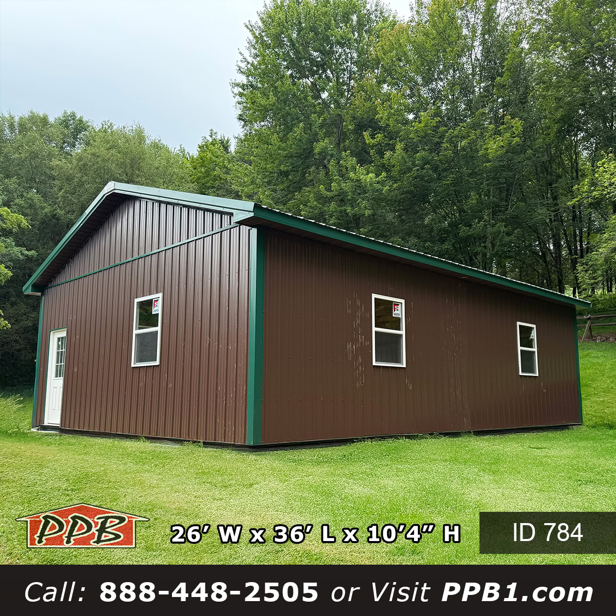 Brown metal garage with modern post frame design