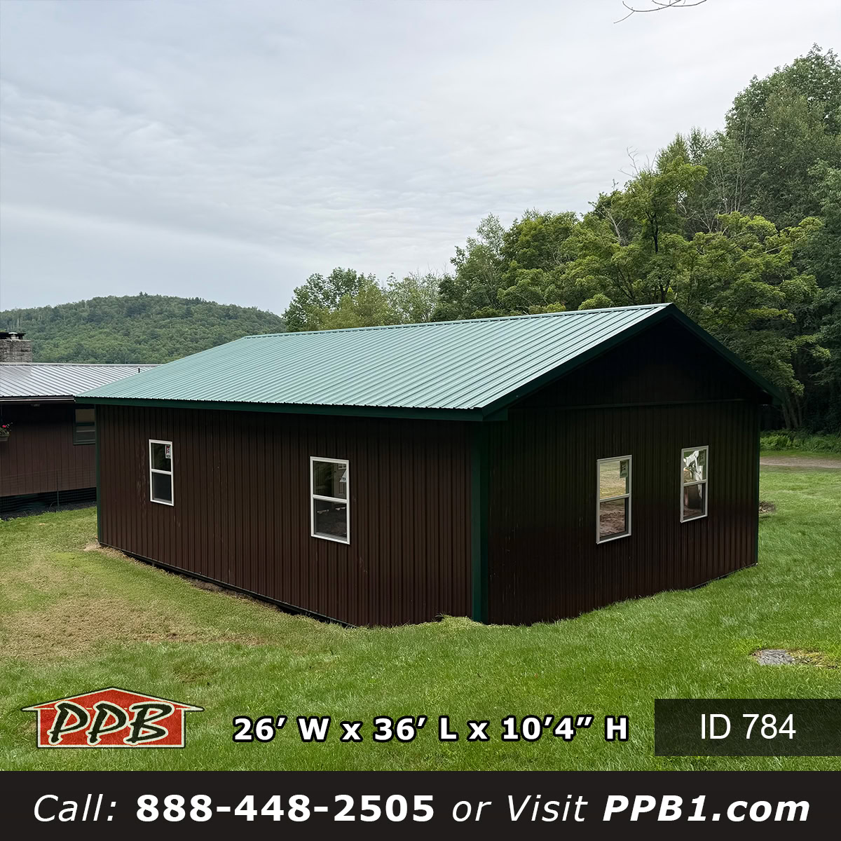 Residential pole barn garage with metal exterior