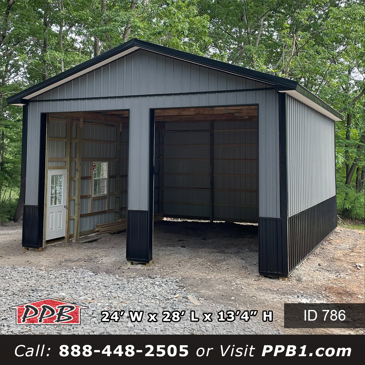 charcoal metal garage with black roof in Pennsylvania