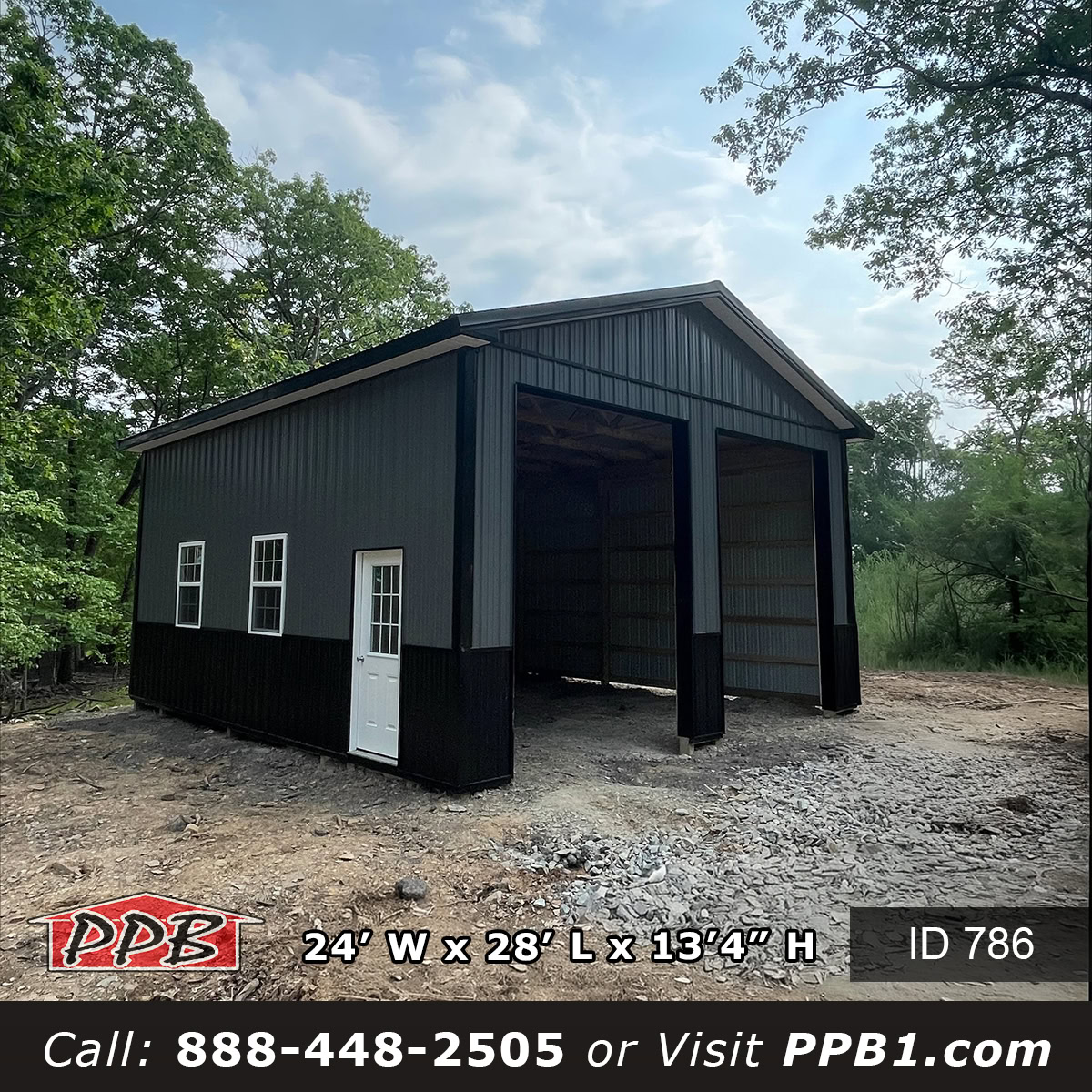 residential garage with post frame construction