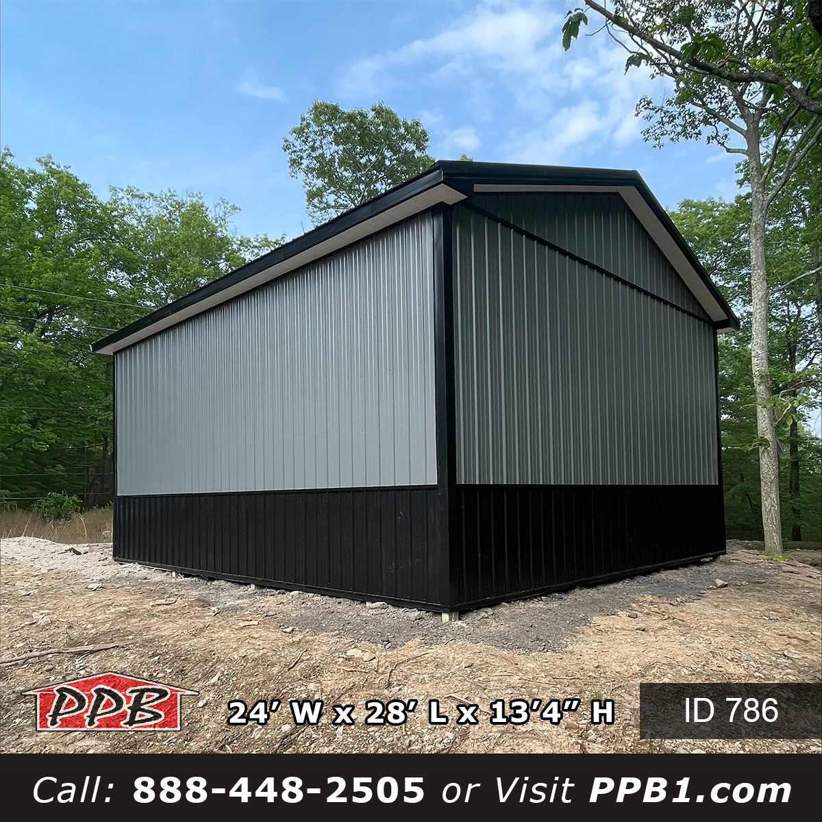 charcoal metal garage with black roof in Pennsylvania