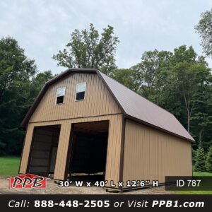 787 30x40x12 gambrel garage with tan siding
