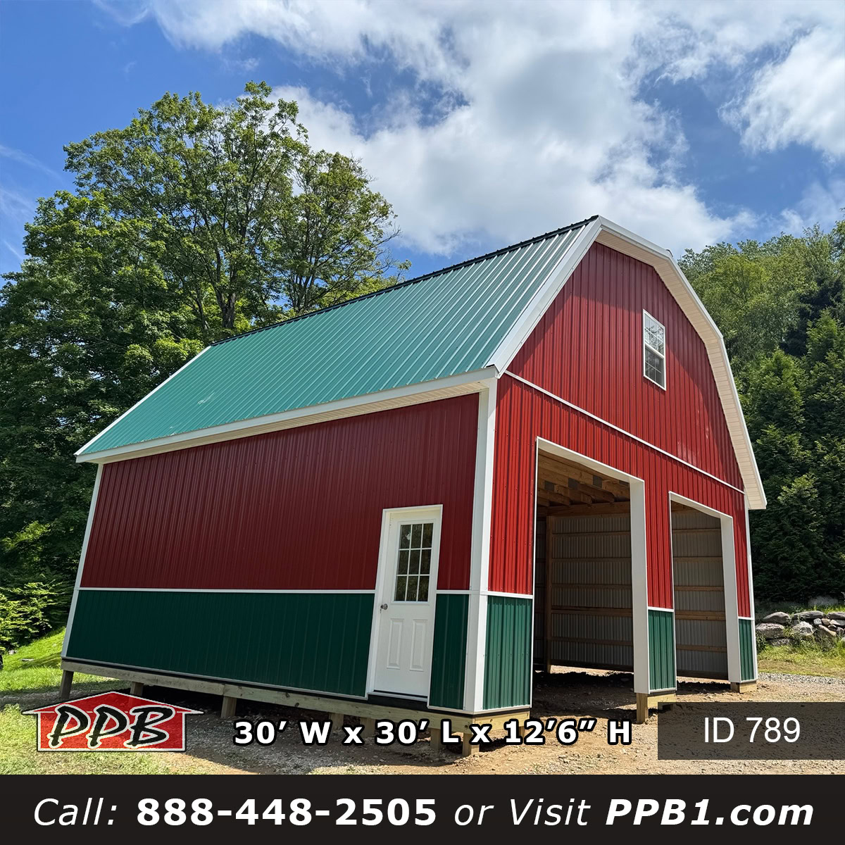 New Jersey pole barn garage with gambrel trusses