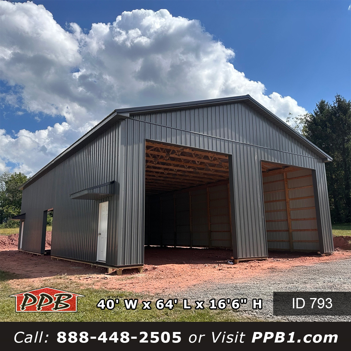 Black Roof Post Frame Garage Pennsylvania