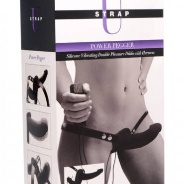 Double gode ceinture vibrant Power Pegger - Noir