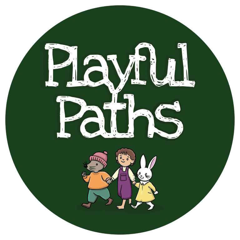 Whimsical children's logo with playful animal characters and hand-drawn style, perfect for creative playground branding.
