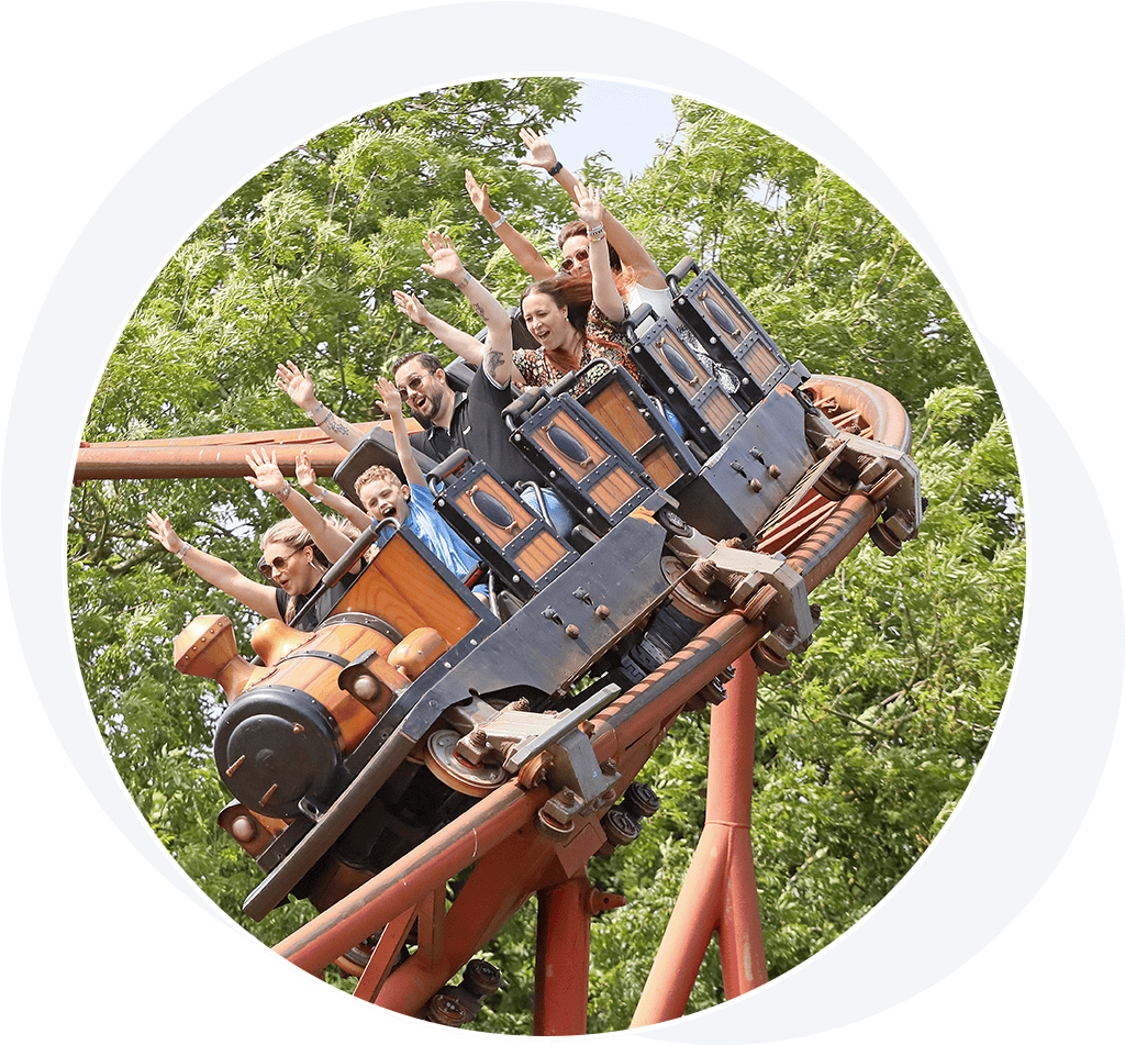 People on a roller coaster