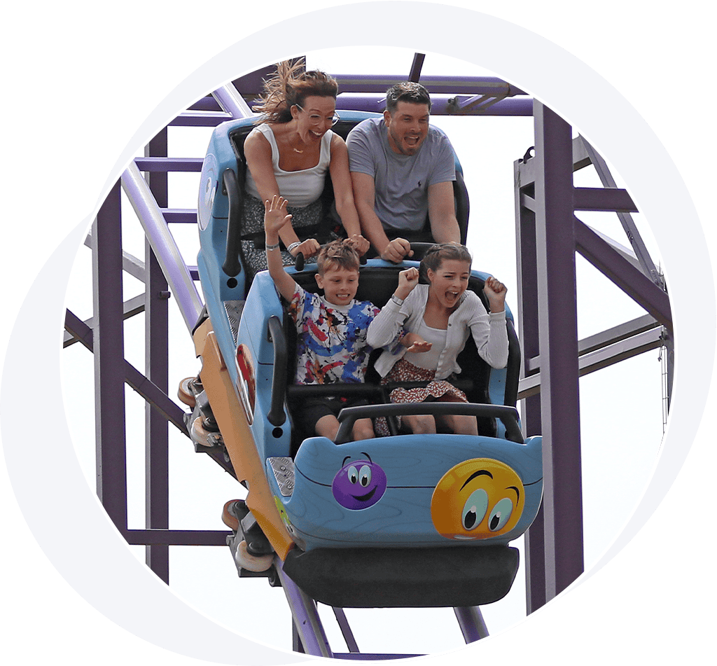 Family on a roller coaster