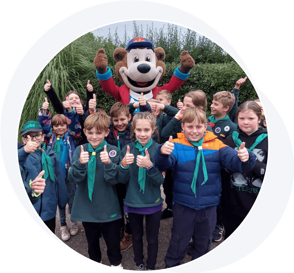 Scouts with bear mascot