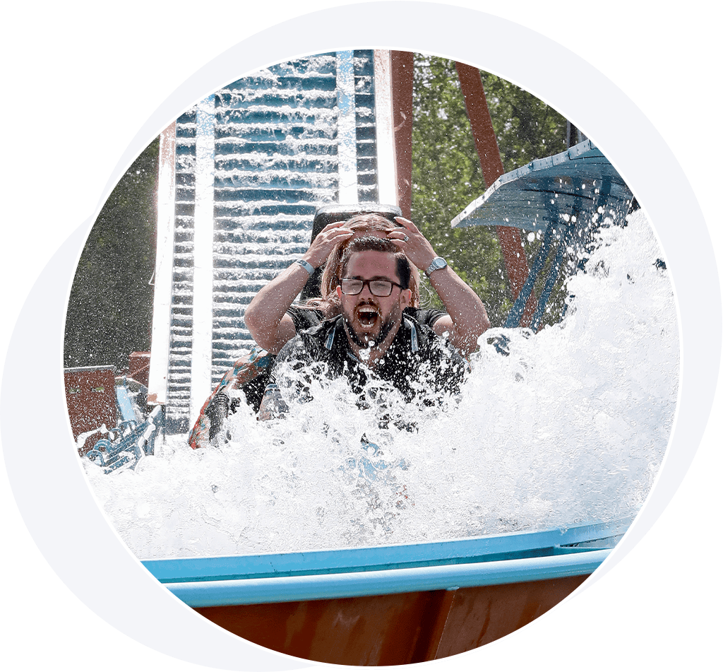 Family on log flume ride