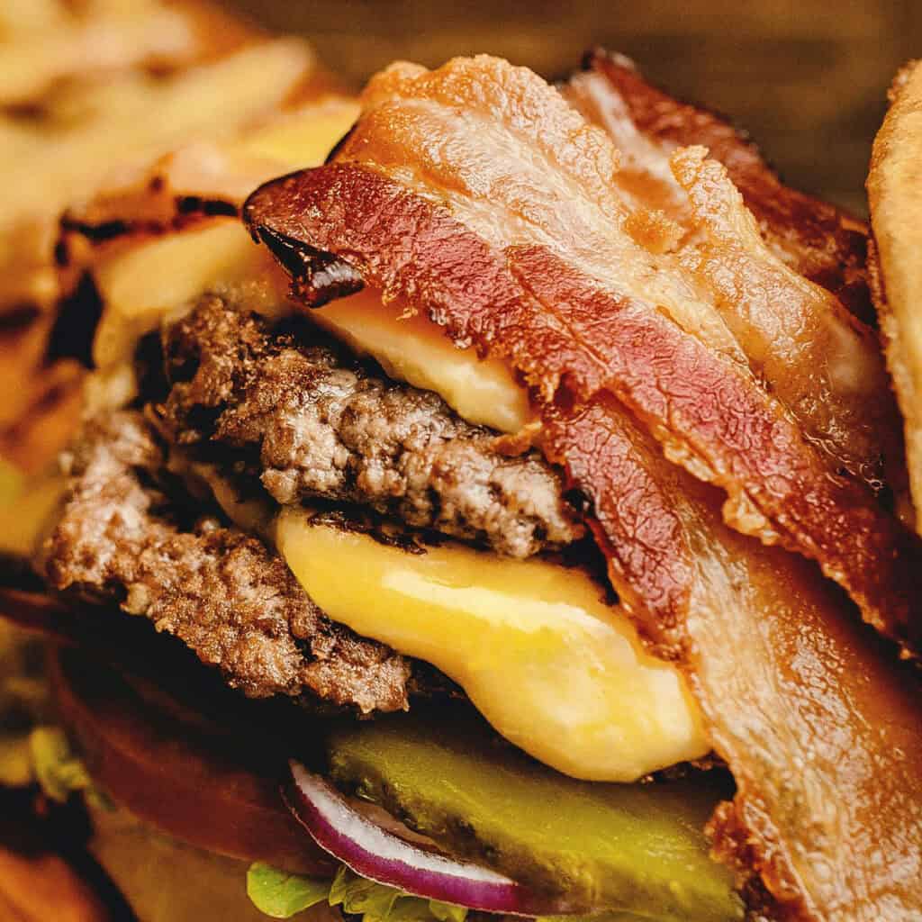 Bacon burger up close