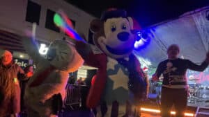 Mascot of bear at Christmas event