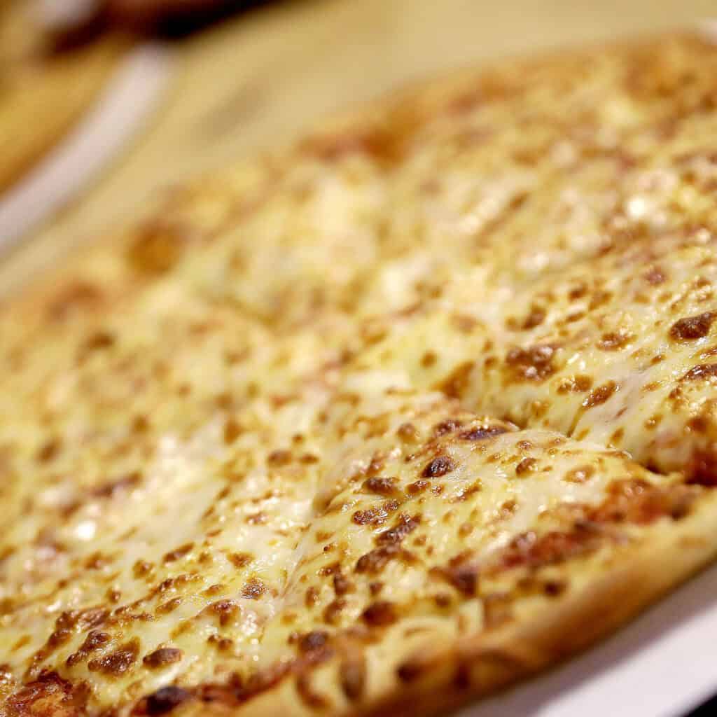 Cheese pizza up close