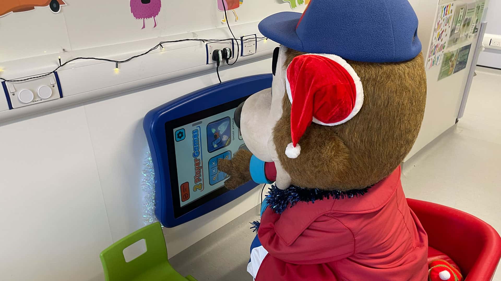 Mascot bear in children's hospital ward