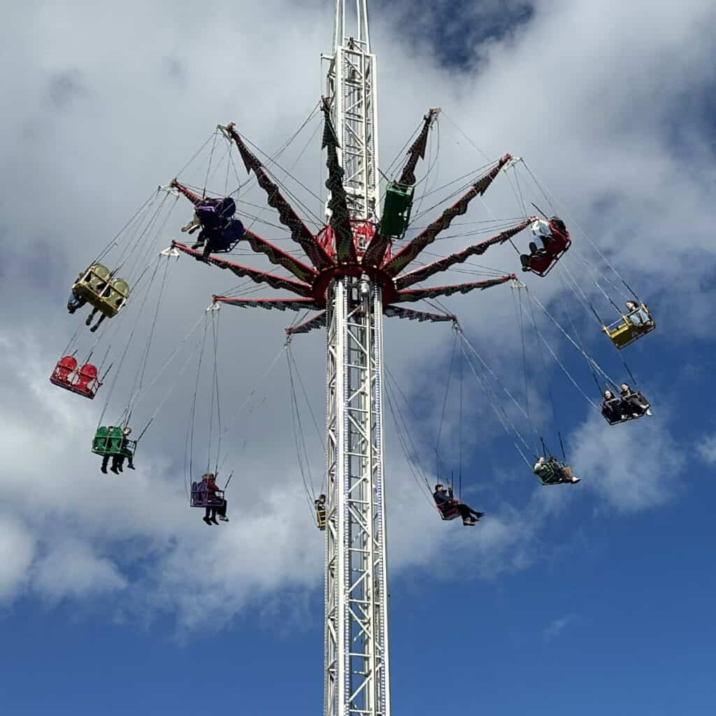 Theme park swing thrill ride