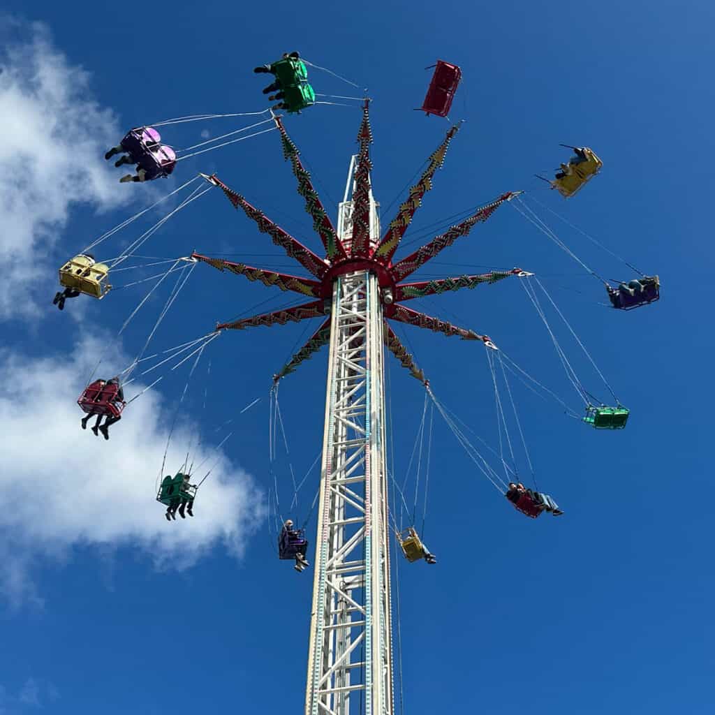 Theme park swing thrill ride