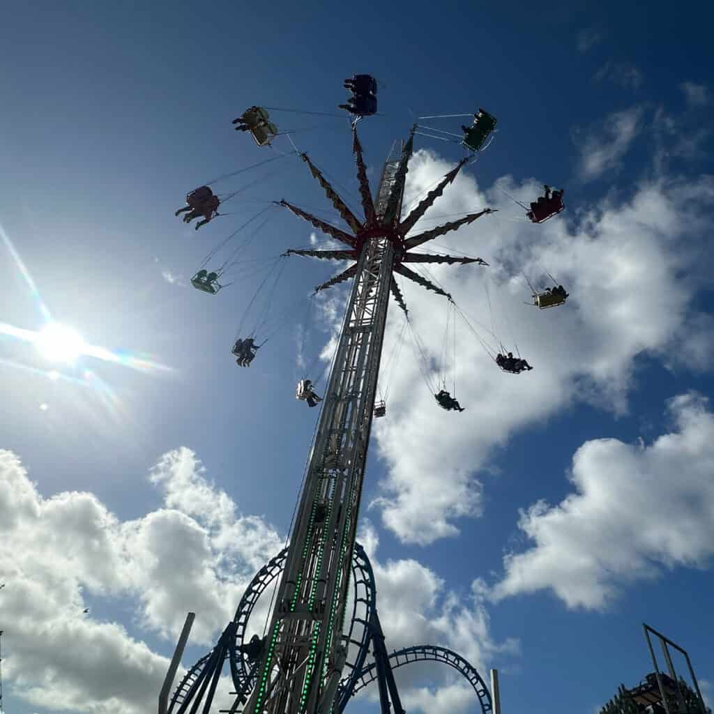 Theme park swing thrill ride