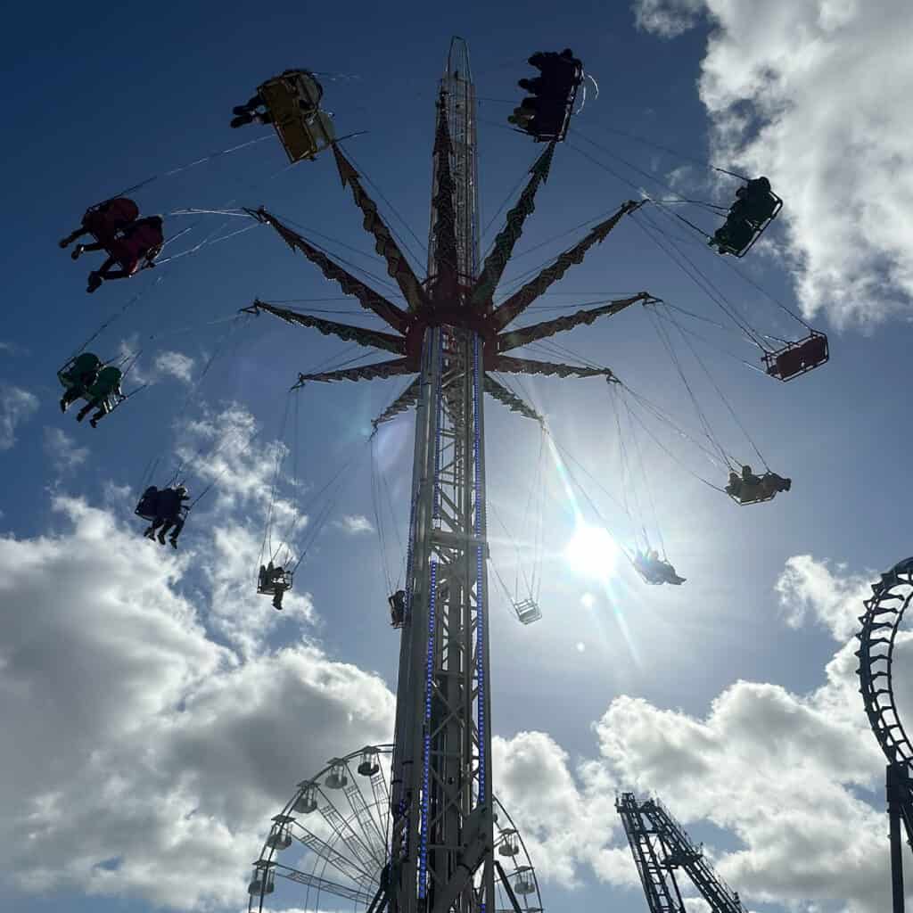 Theme park swing thrill ride