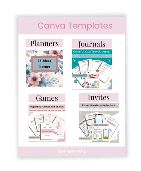 Planner for All PLR digital products including planners, journals, games, and invites for customizable and printable templates for personal or business use.