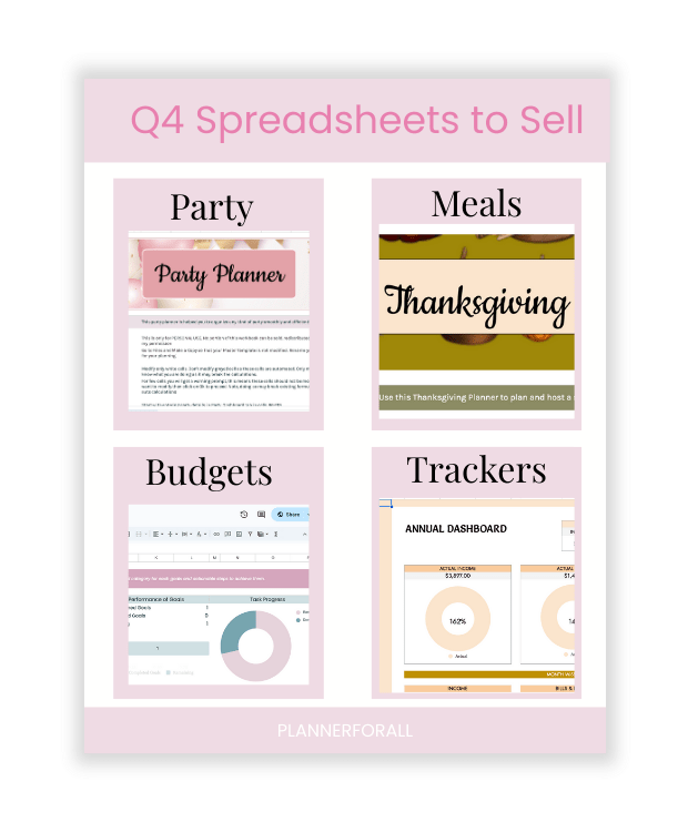 sell these spreadsheets in Q4 more sales and profit