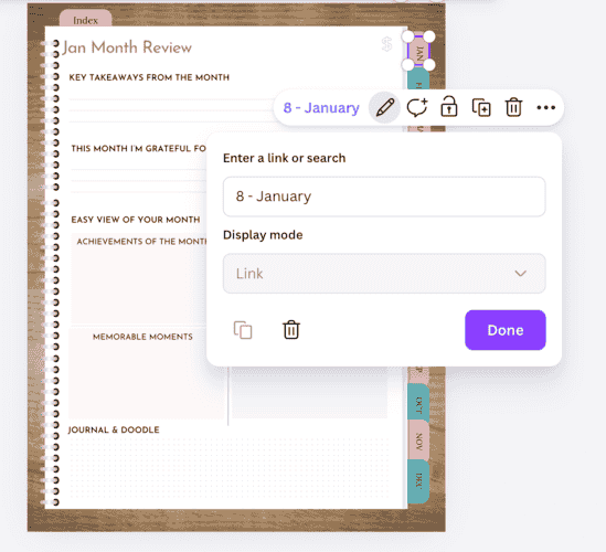 How to create hyperlinked digital planners in Canva - how to insert hyperlinks in canva