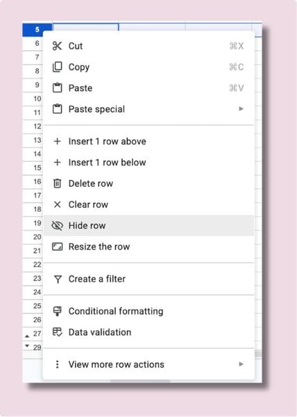 How to Hide and Unhide Rows in Google Sheets 1 how to hide rows in Google SHeets