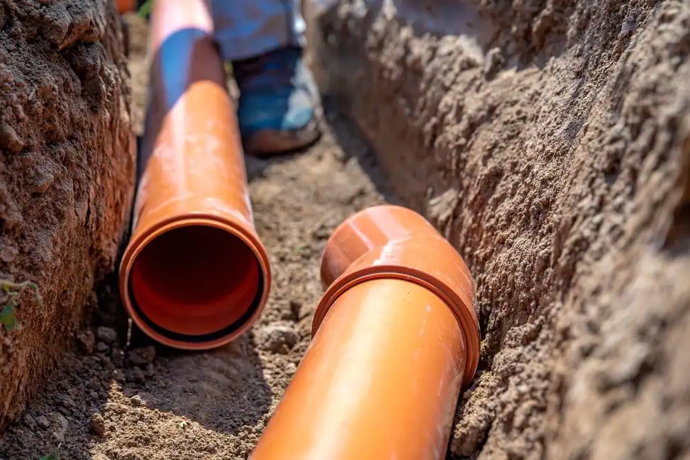 Trenched Sewer Line Pipe Installation