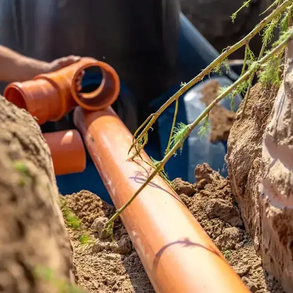 Underground Sewer Pipe Installation Trench