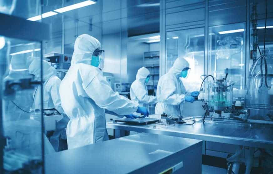 Pharmaceutical Cleanroom with Scientists