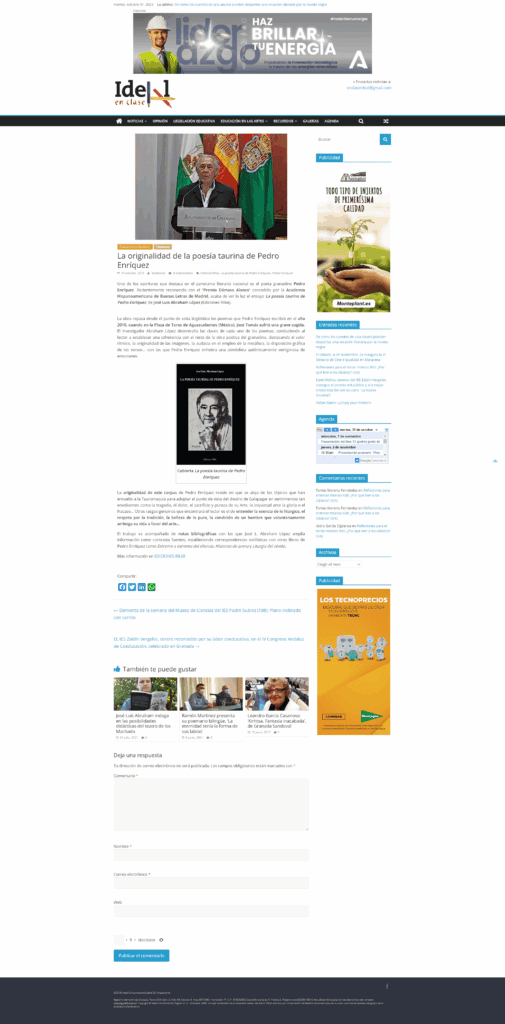 Poetry celebrating Pedro Enriquez's lyrical talent and literary influence in 'Poesía eres tú' magazine.