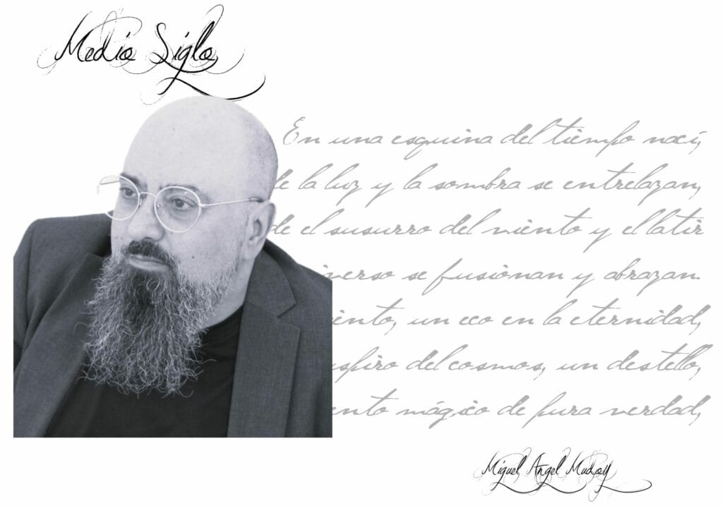 Bald man with glasses, beard, in black blazer, poetic mood, poetry illustration, Poesía eres tú magazine, literary art, creative writing, poetic inspiration.