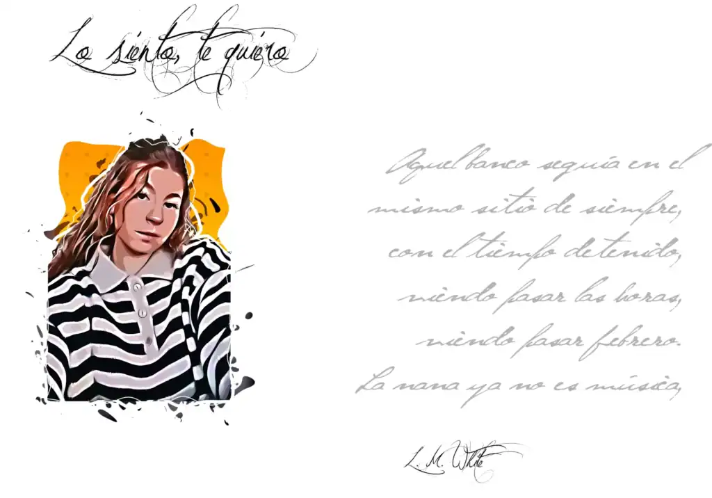 A portrait of a woman with wavy hair wearing a striped shirt, poetic arts and literature, artistic blog image.