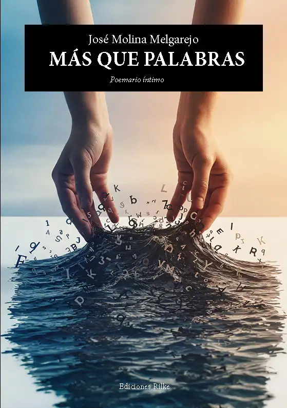 Agnostic hands shape a whirlpool of floating alphabet letters, symbolizing poetic creation and literary expression.