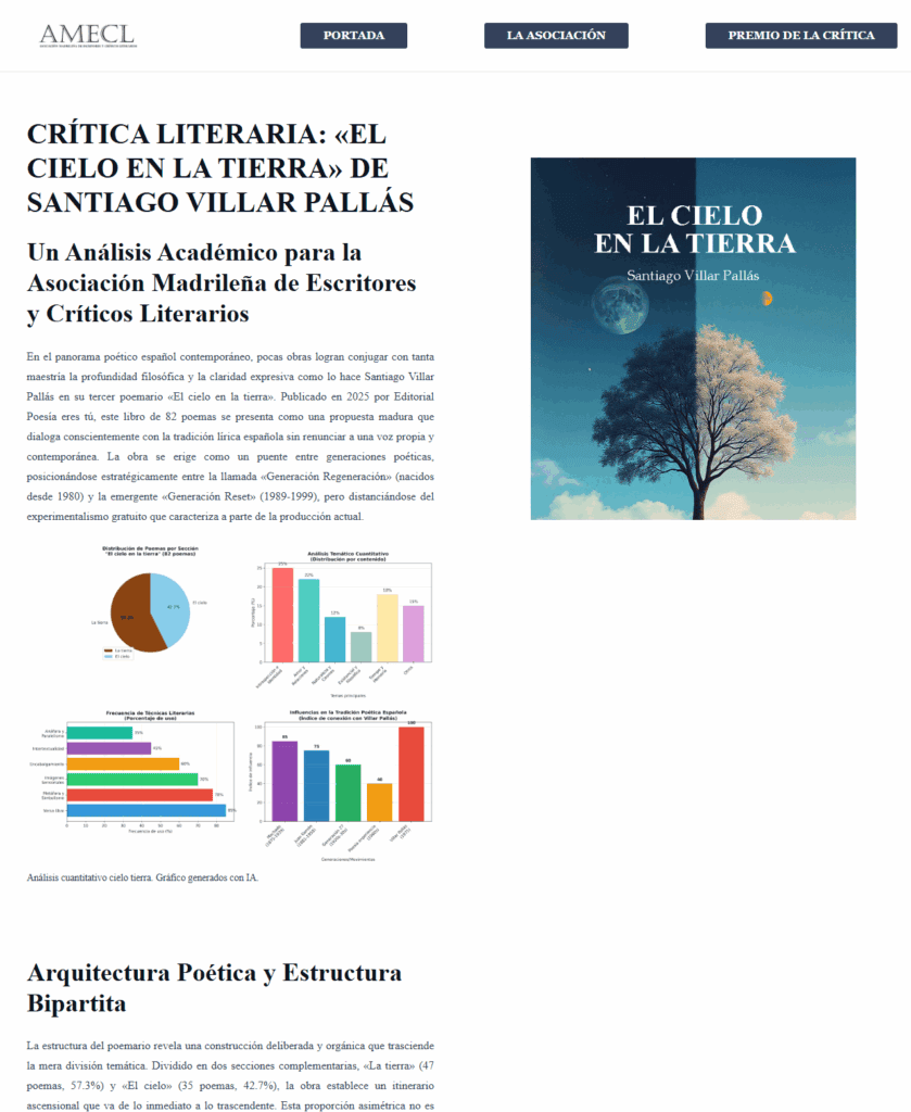 Poetry and literary criticism magazine featuring Santiago Villar Pallás' book "The Sky on Earth".