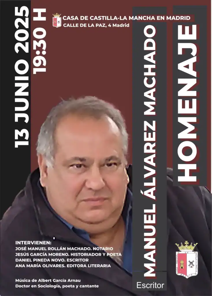 Thought-provoking poetry event poster featuring Alvaredz Machacho, Madrid poetry reading, literary event, and local culture.