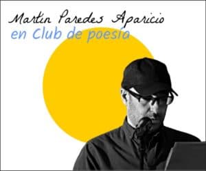 Martin Paredes Aparicio reading poetry at literary club event.