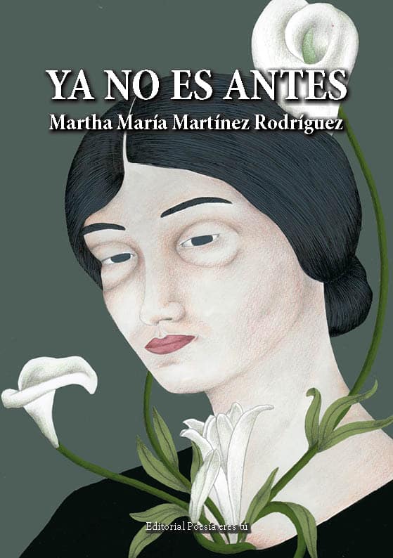 Thought-provoking poetry book cover featuring a woman's portrait with calla lilies.