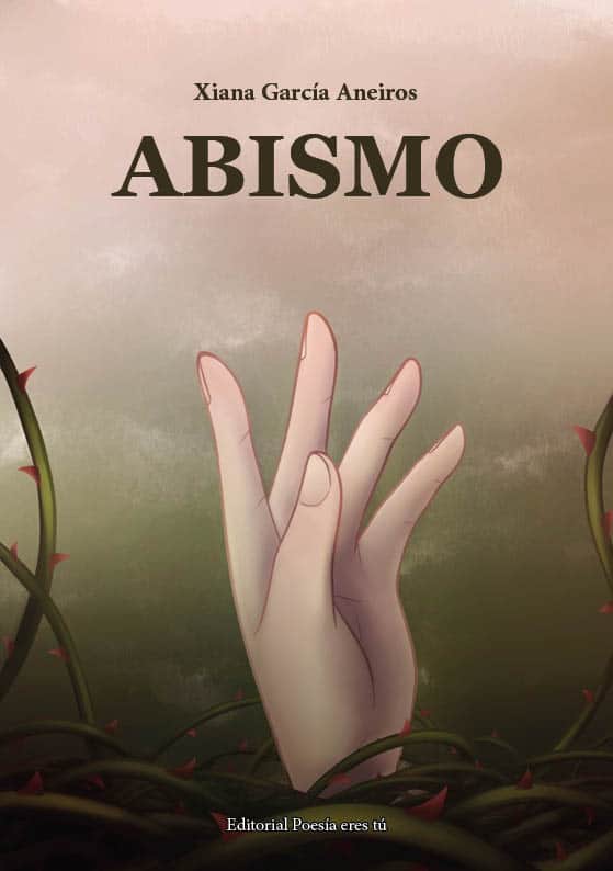 Delicate hand illustration on poetic book cover, highlighting 'Abismo' by Xiana García Aneiros.