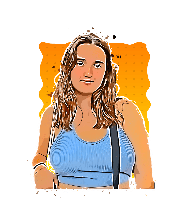 Dreamy woman in summer outfit, poetic bookstore backdrop, artistic digital illustration, poetry books focus, literary aesthetic.