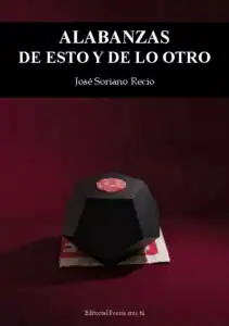 A black geometric shape with a slice of cured meat on top against a dark red background.