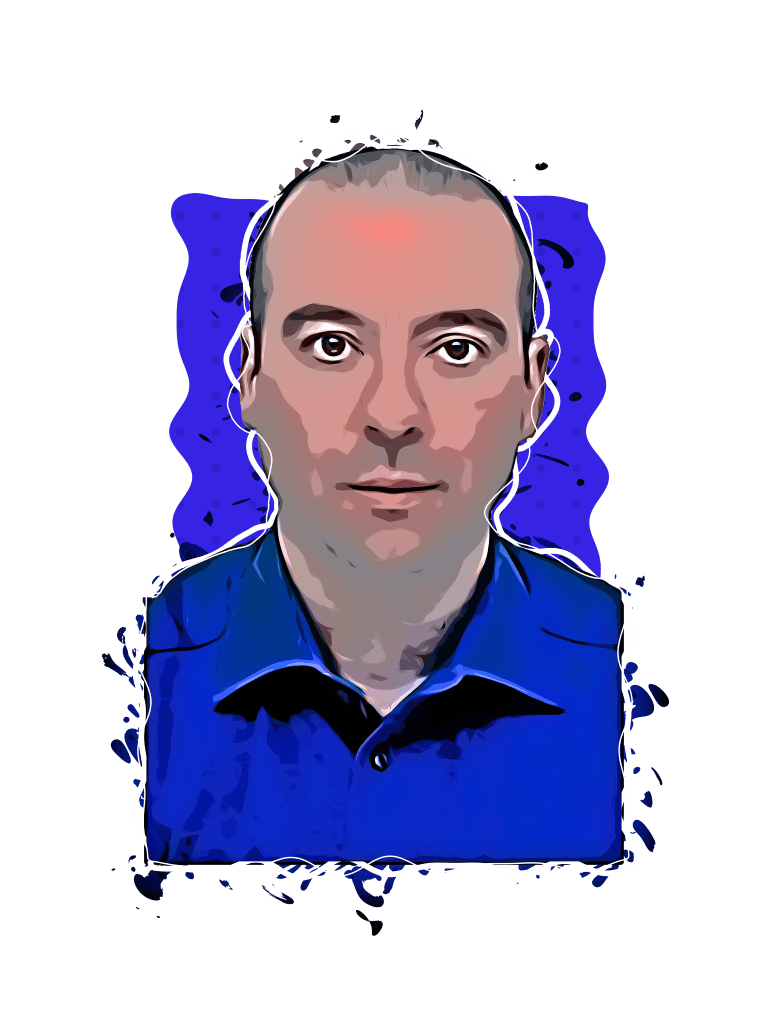 Thoughtful man in detailed digital art portrait for poetry book promotion.