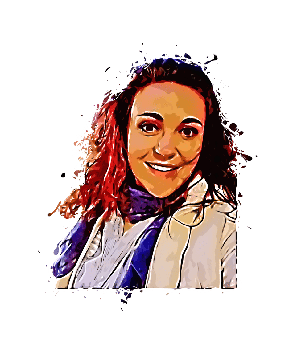 Expressive portrait of a woman with red and black hair, promoting poetry books and literary collections.