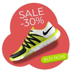 Bright yellow and black Nike running shoe on sale with 30% discount, perfect for athletes.