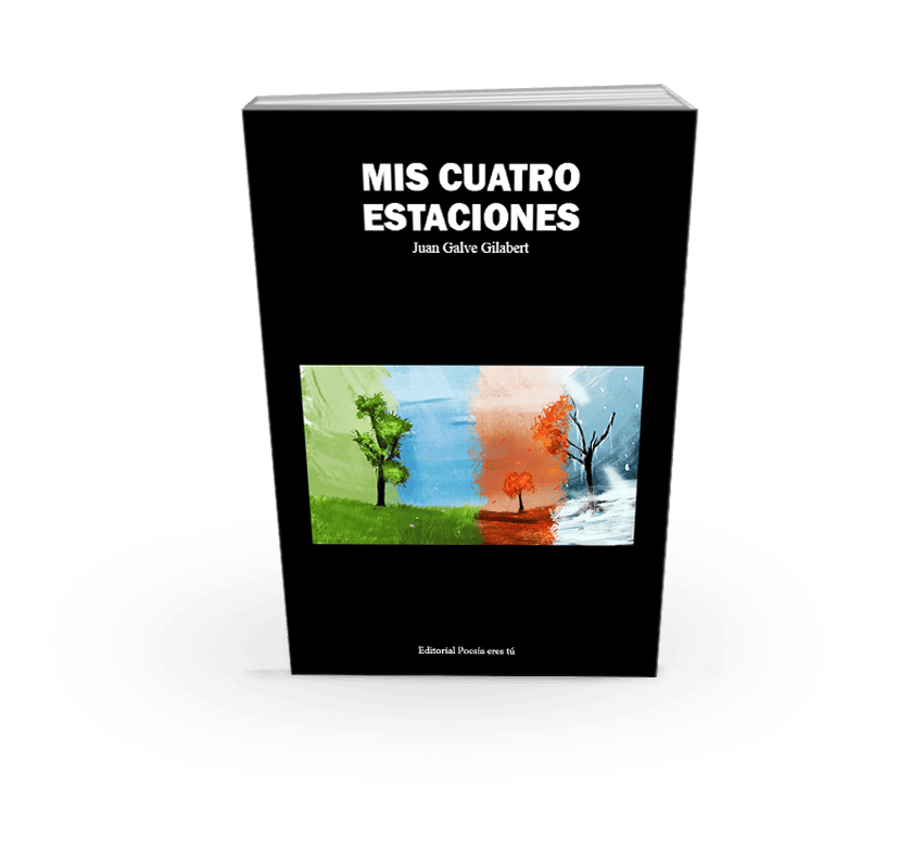 Bright ongoing trees on a poetry book cover, showing seasons of change, highlighting poetic themes.